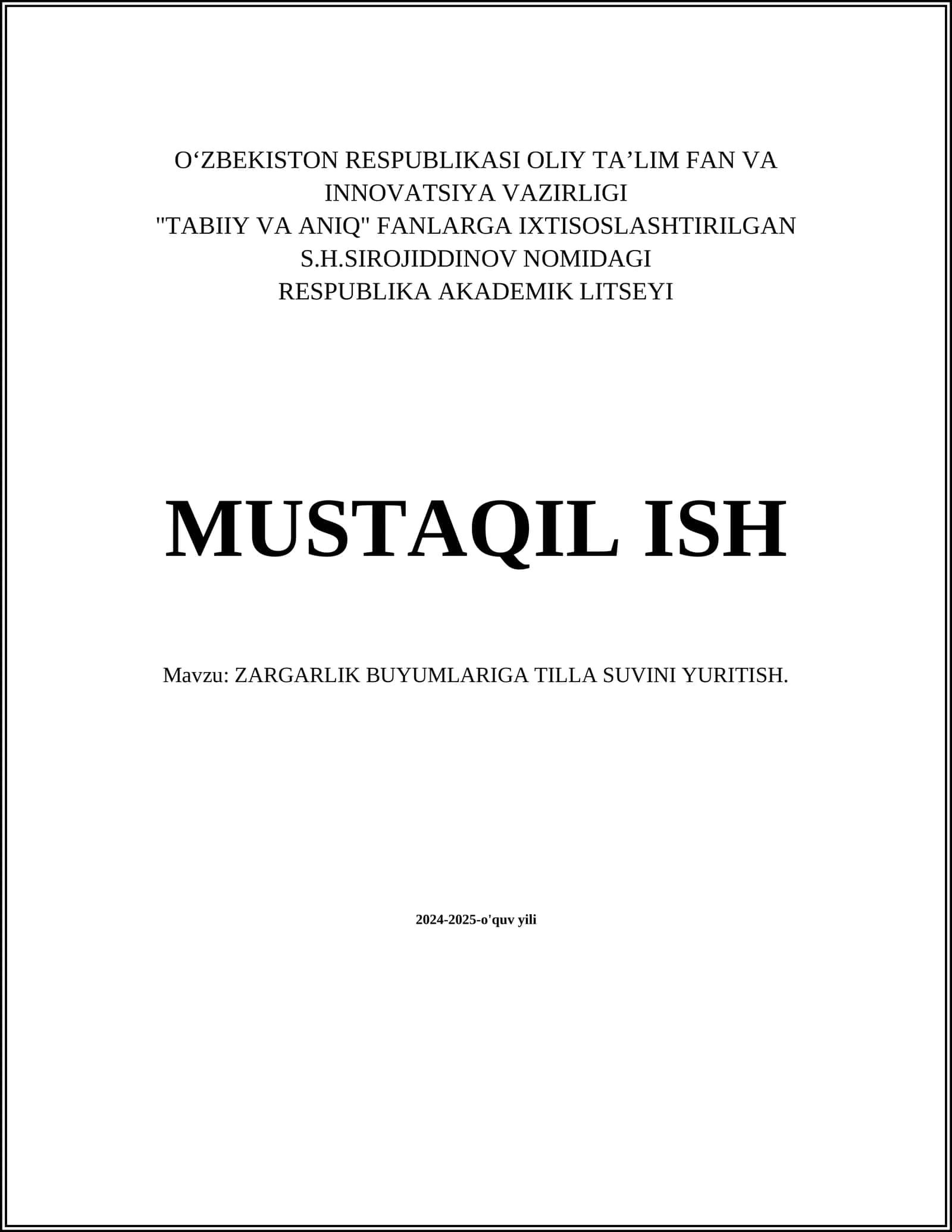 ZARGARLIK BUYUMALRIGA TILLA SUVINI YURITISH 1