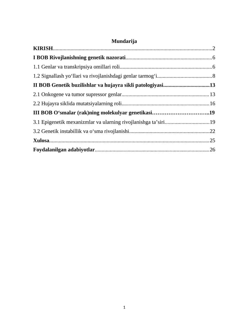 Hujayra va organizm rivojlanishi biologiyada 1