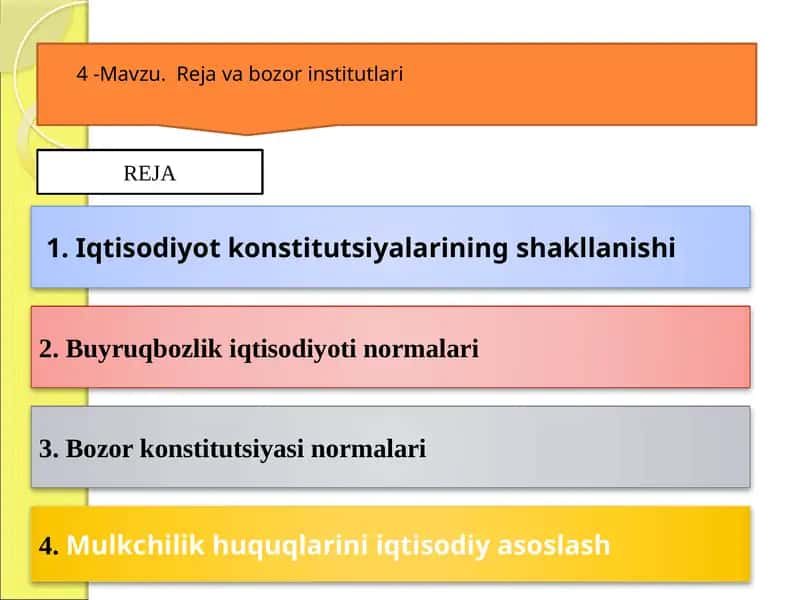 Iqtisodiyot konstitutsiyalarining shakllanishi 1