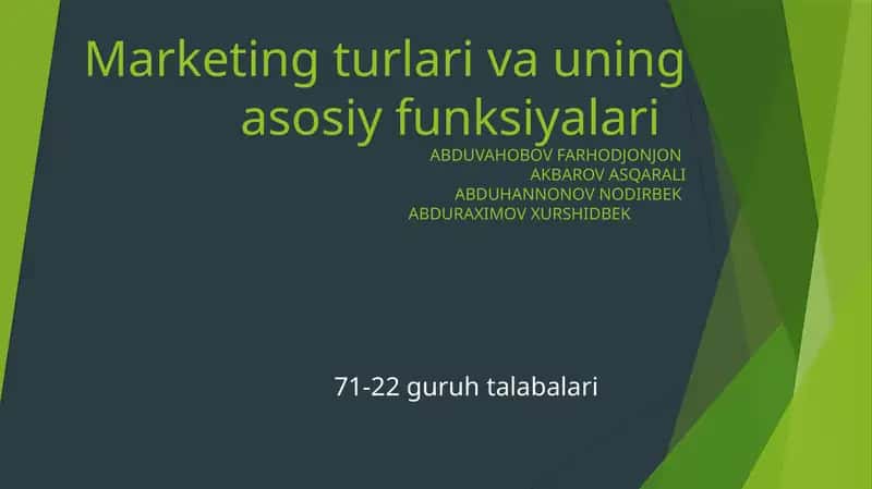 Marketingturlari va uning asosiy funksiyalari 1