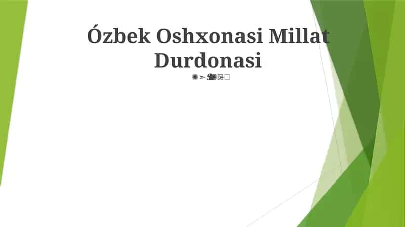 Ózbek Oshxonasi Millat Durdonasi 1