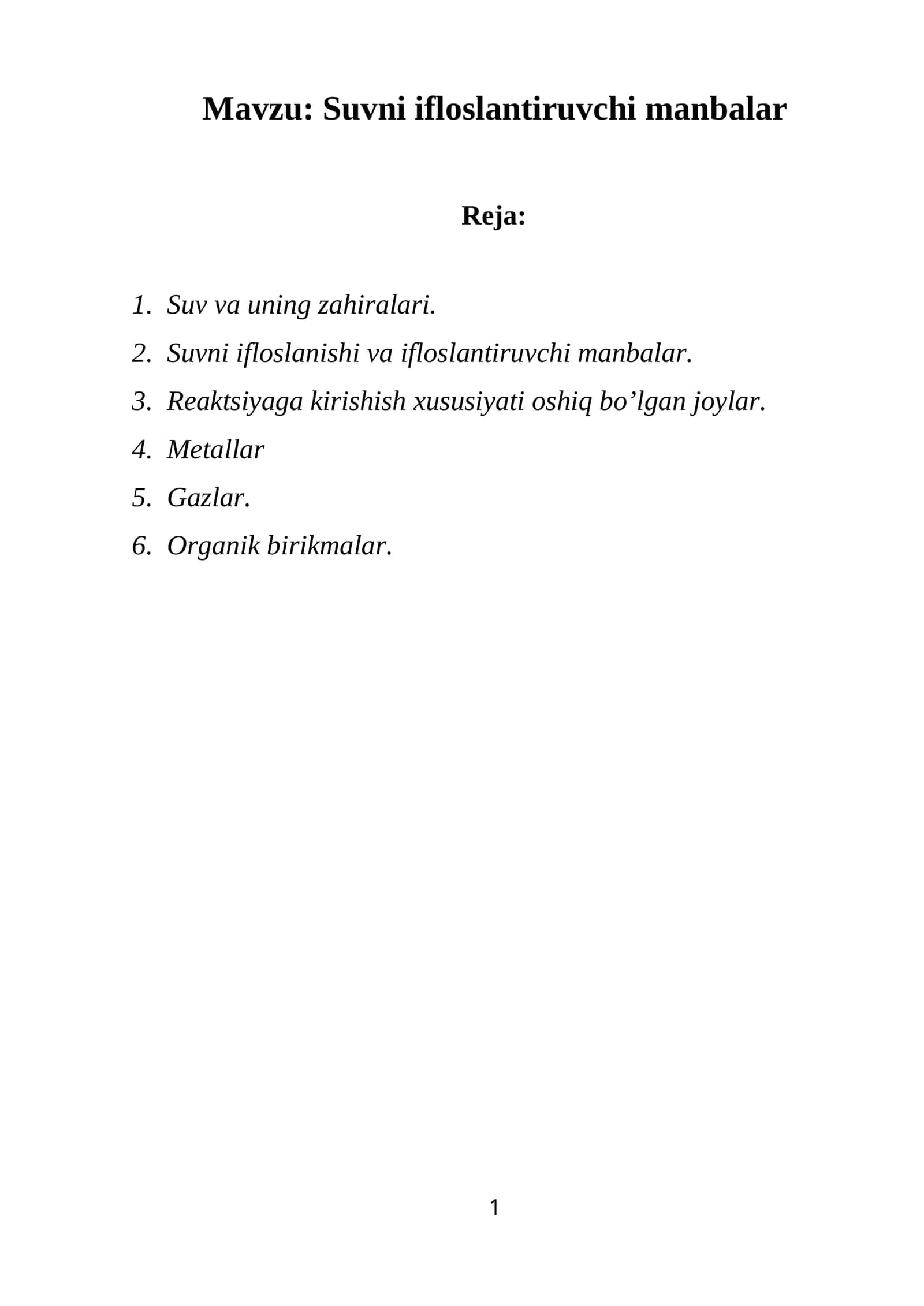 Suvni ifloslantiruvchi manbalar 1