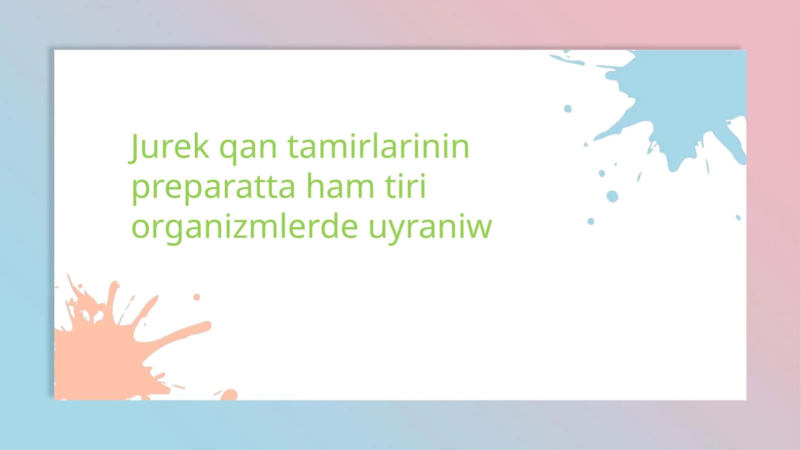 Jurek qan tamirlarinin preparatta ham tiri organizmlerde uyraniw 1