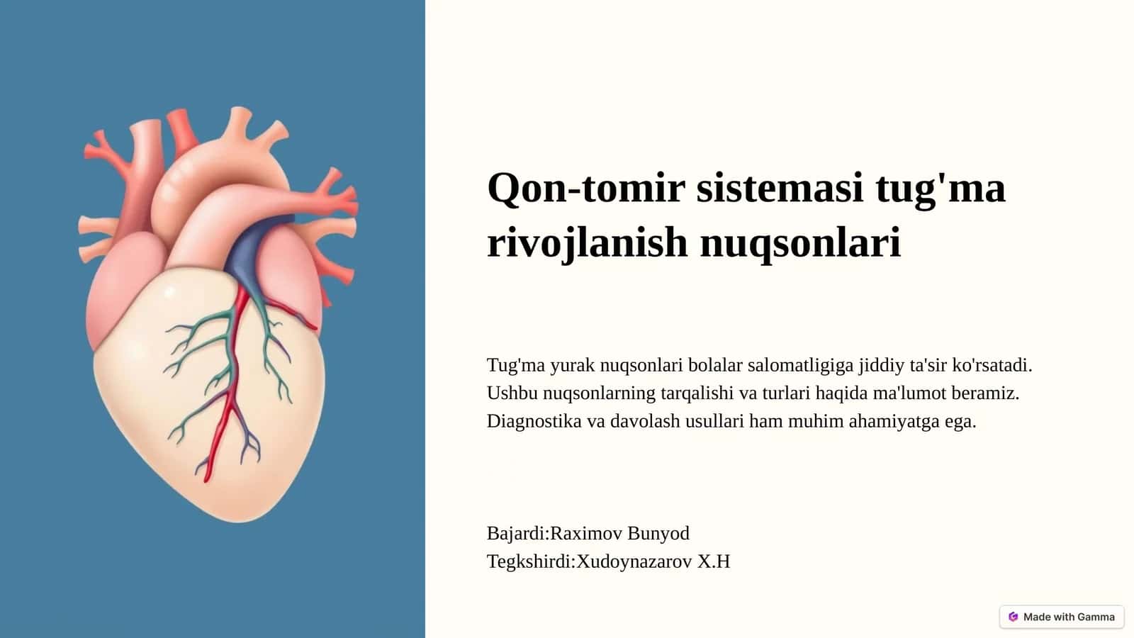 Qon-tomir sistemasi tug'ma rivojlanish nuqsonlari 1