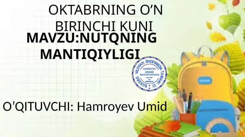 OKTABRNING O’NBIRINCHIKUNI 1