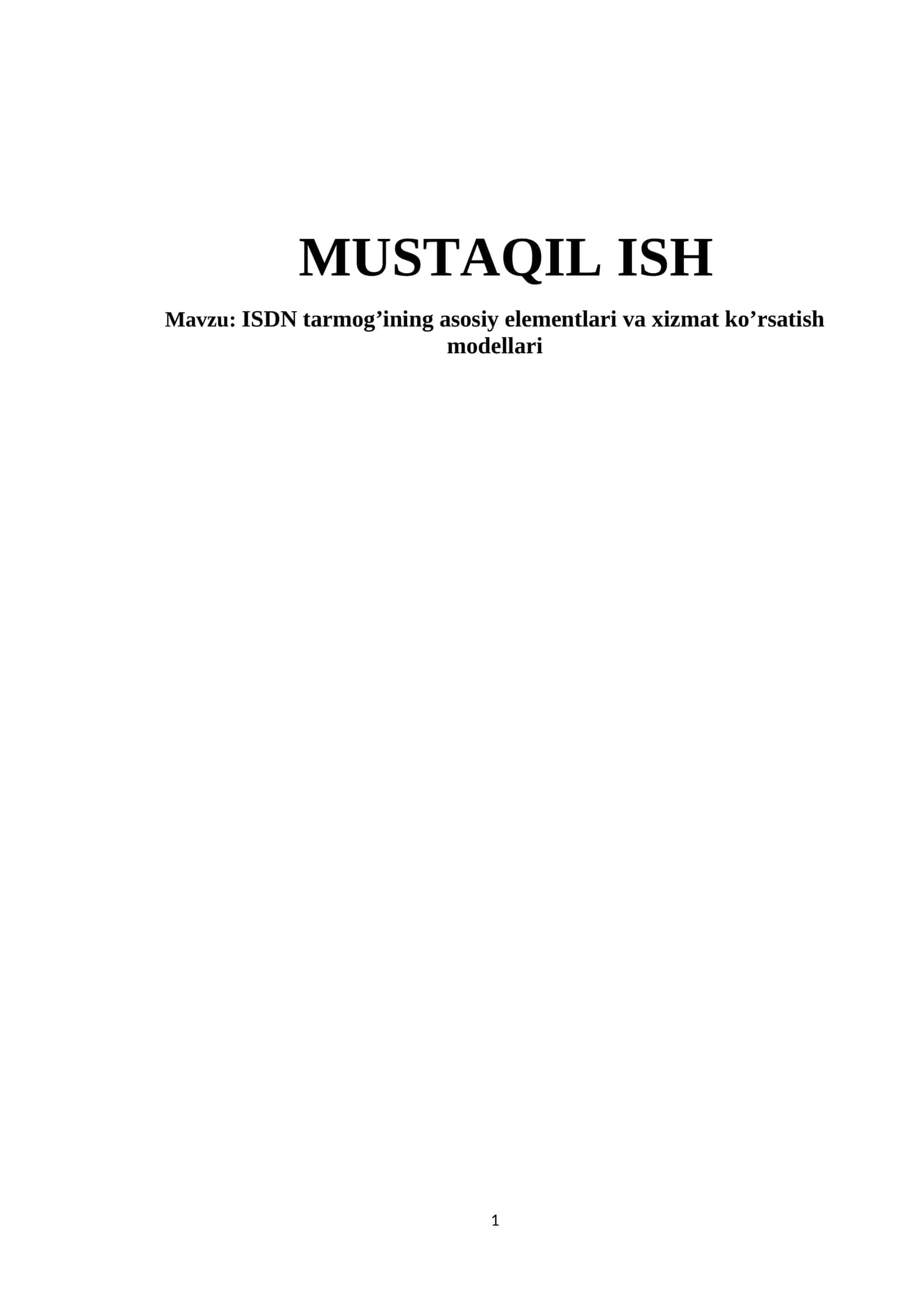 MUSTAQIL ISH 1