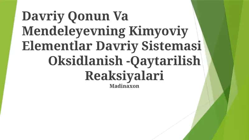 Davriy Qonun Va Mendeleyevning Kimyoviy Elementlar Davriy Sistemasi 1