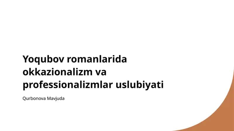 Yoqubov romanlarida okkazionalizm va professionalizmlar uslubiyati 1