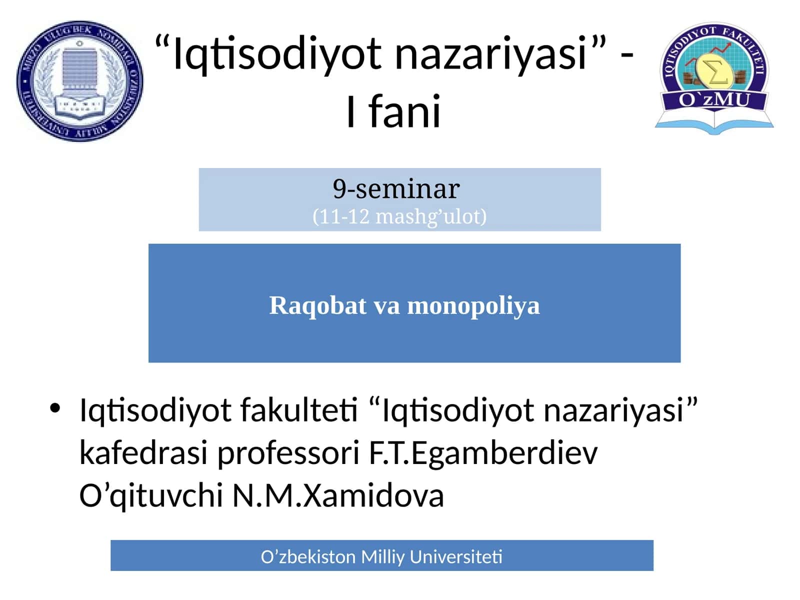 Iqtisodiyot nazariyasi 1