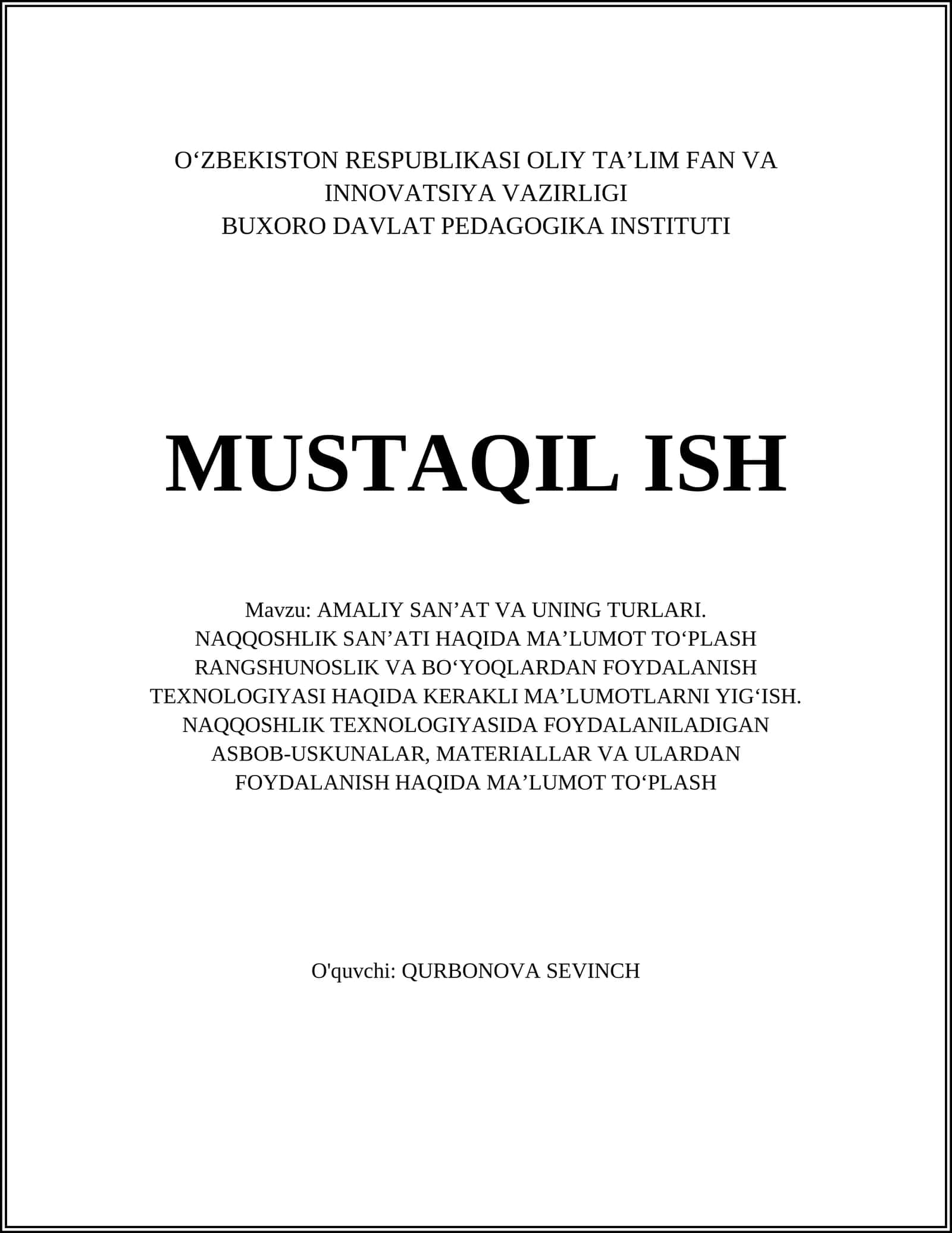AMALIY SAN’AT VA UNING TURLARI 1