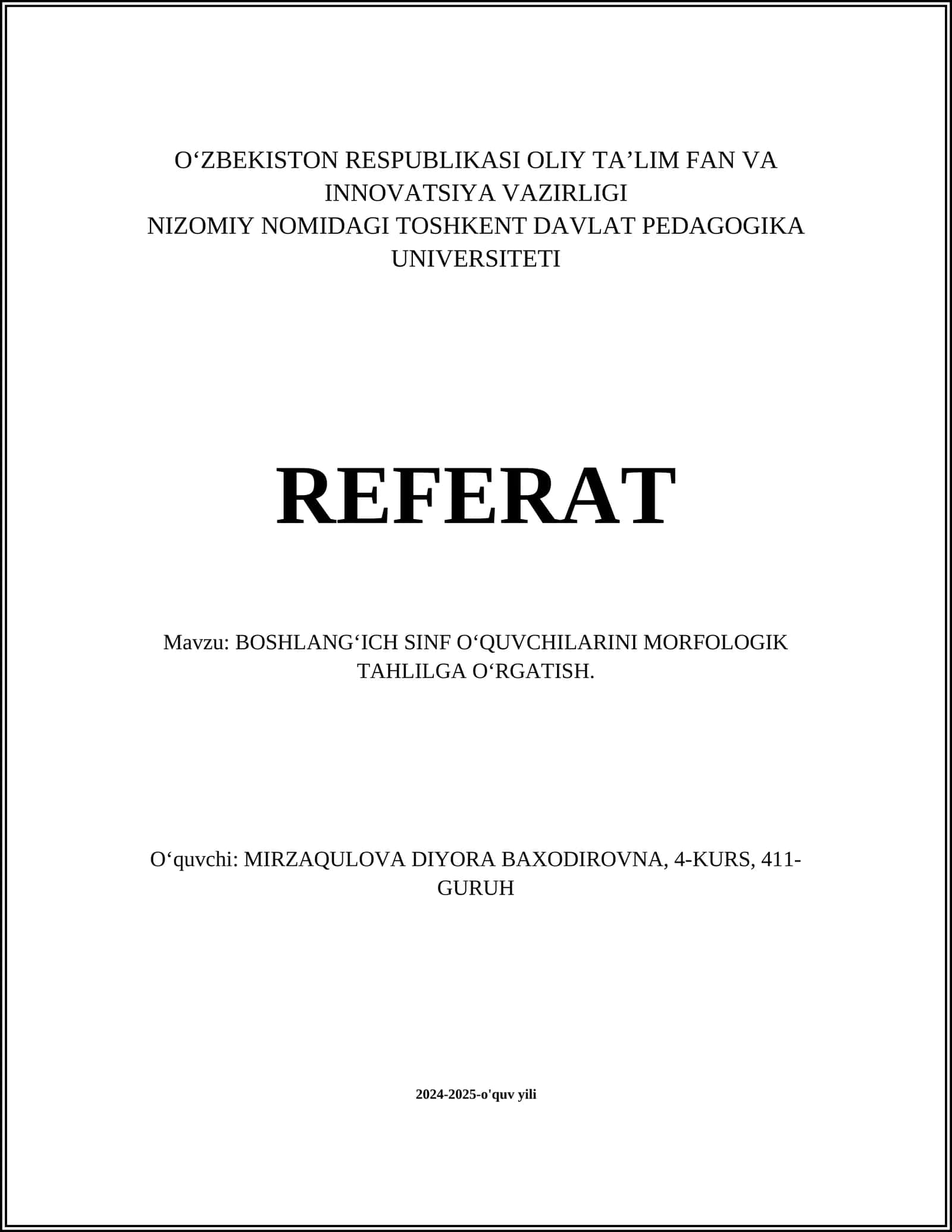 MORFOLOGIK TAHLILGA OʻRGATISH 1