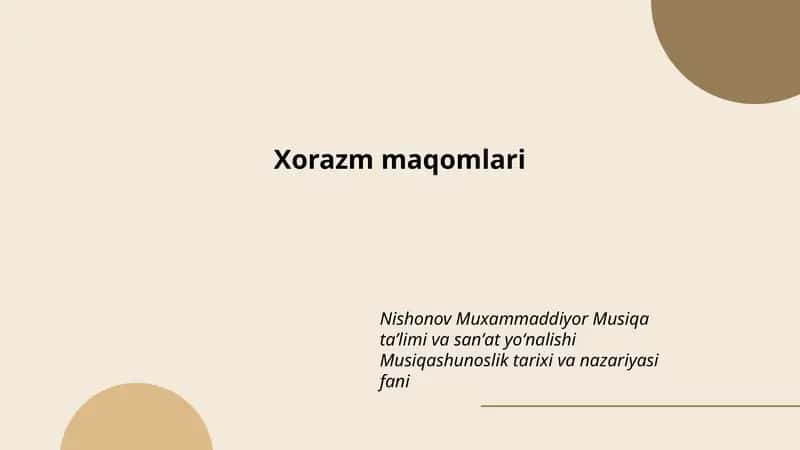 Xorazm maqomlari 1