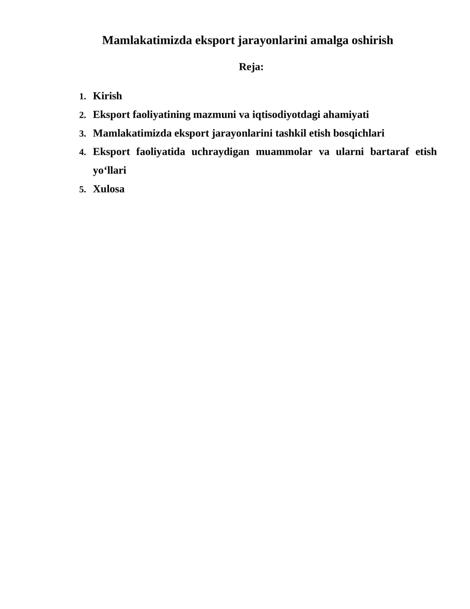 Eksport jarayonlari 1