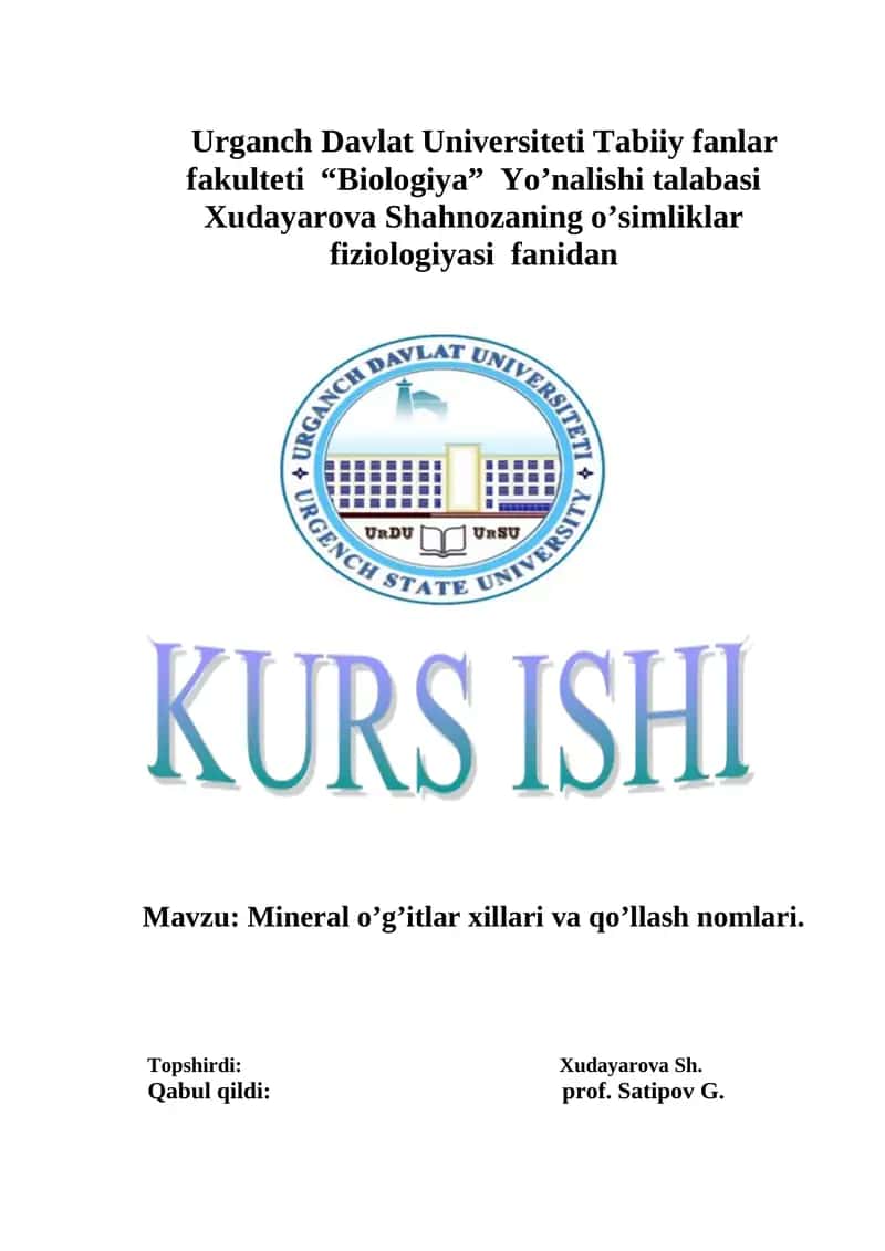 Mineral o’g’itlar xillari va qo’llash nomlari 1