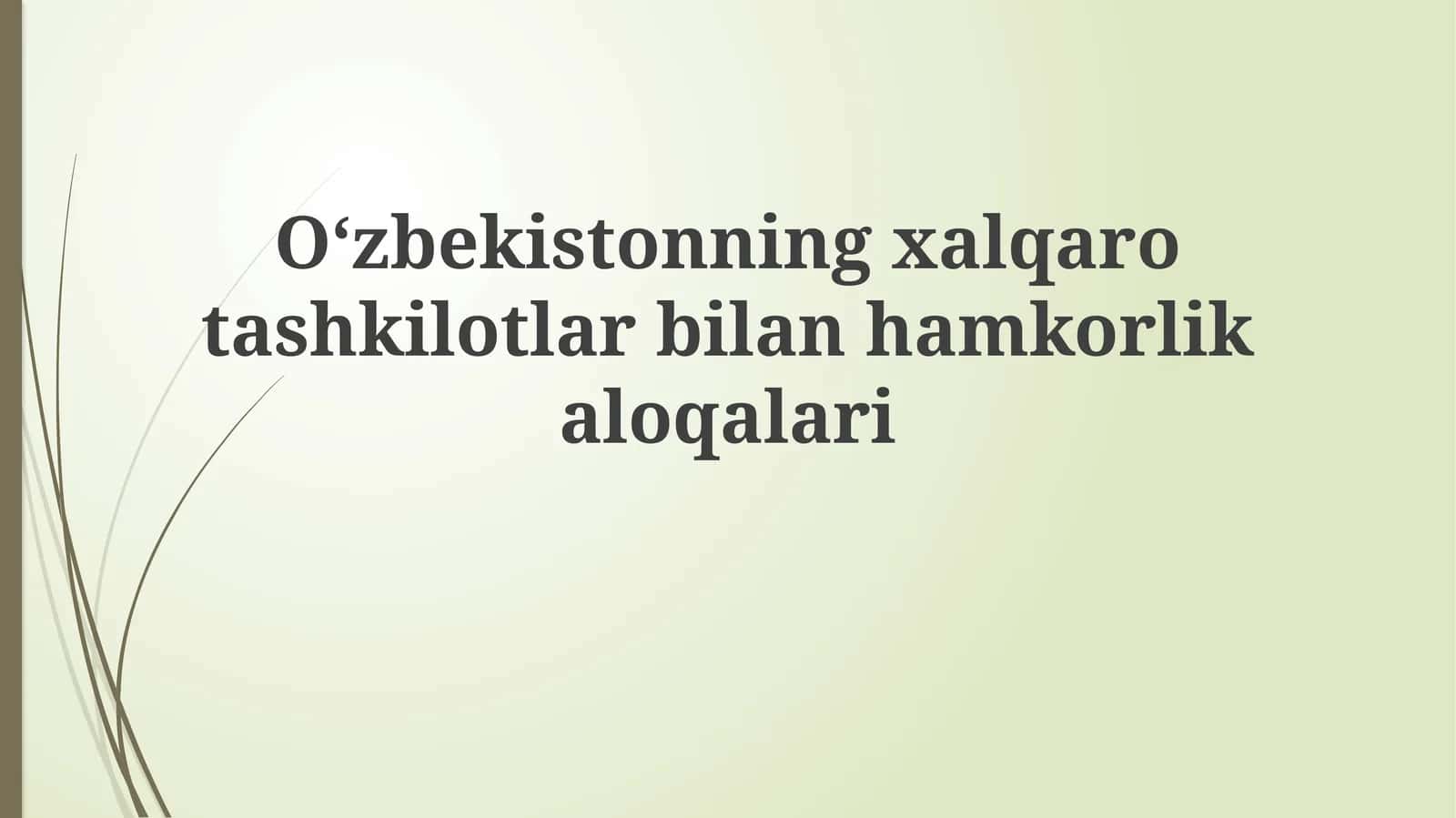 O‘zbekistonning xalqarotashkilotlar bilan hamkorlik aloqalari 1