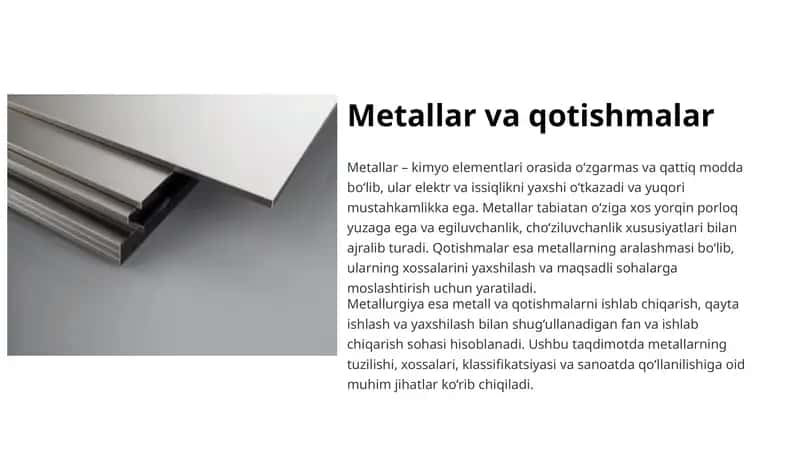Metallar va qotishmalar 1