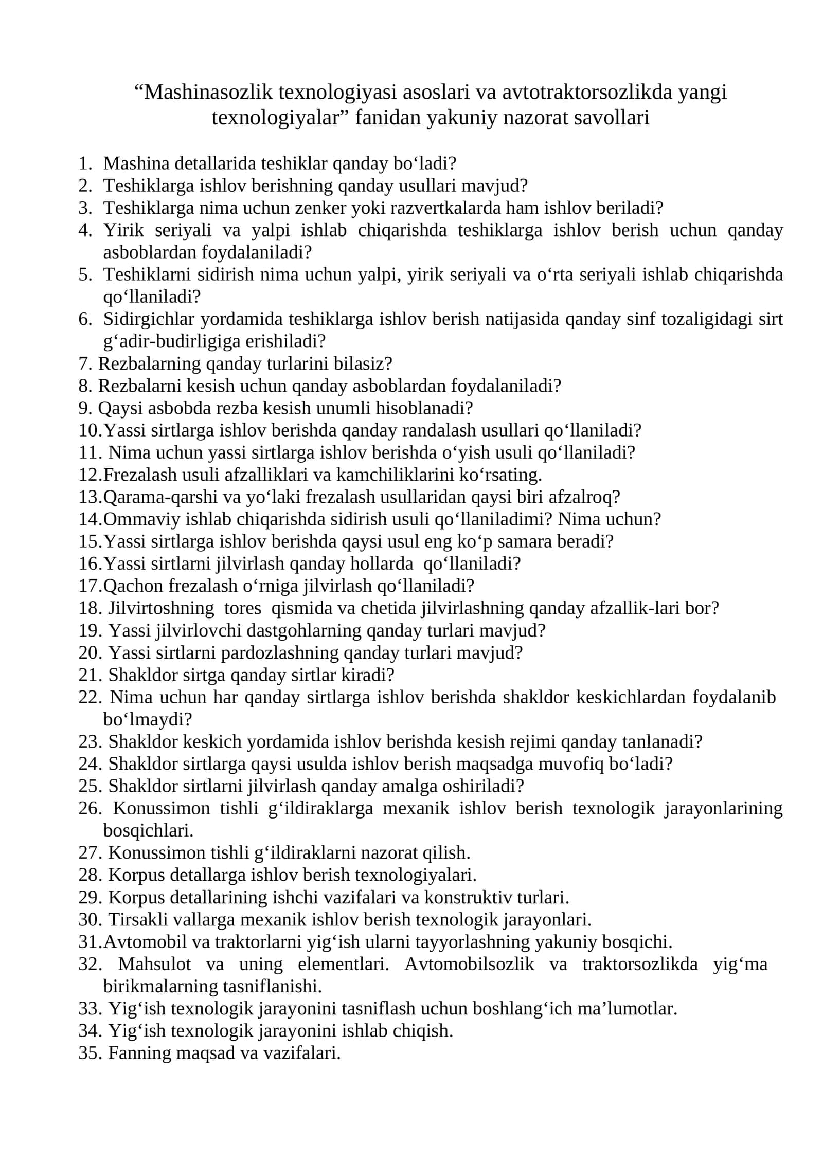 Avtotraktorsozlikda yangi texnologiyalar 1