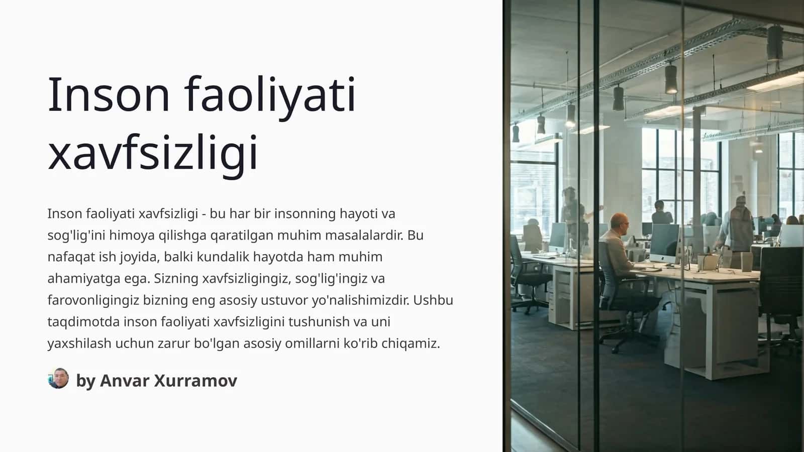 Inson faoliyati xavfsizligi 1