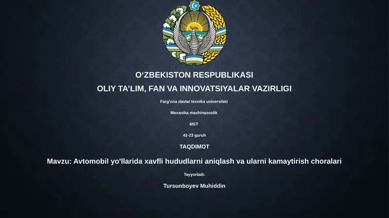 Xavfli hududlarni aniqlash va ularni kamaytirish choralari 1