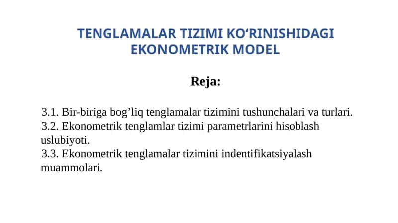 Ekonometrik Tenglama Tizimi 1