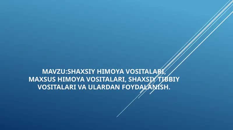 SHAXSIY TIBBIY VOSITALARI VA ULARDAN FOYDALANISH. 1