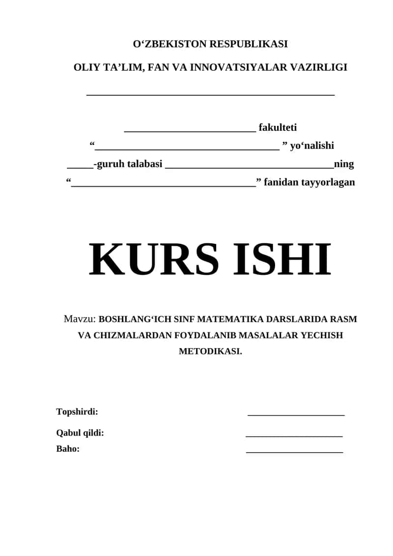 BOSHLANGʻICH SINF MATEMATIKA DARSLARIDA RASM VA CHIZMALARDAN FOYDALANIB MASALALAR YECHISH METODIKASI. 1