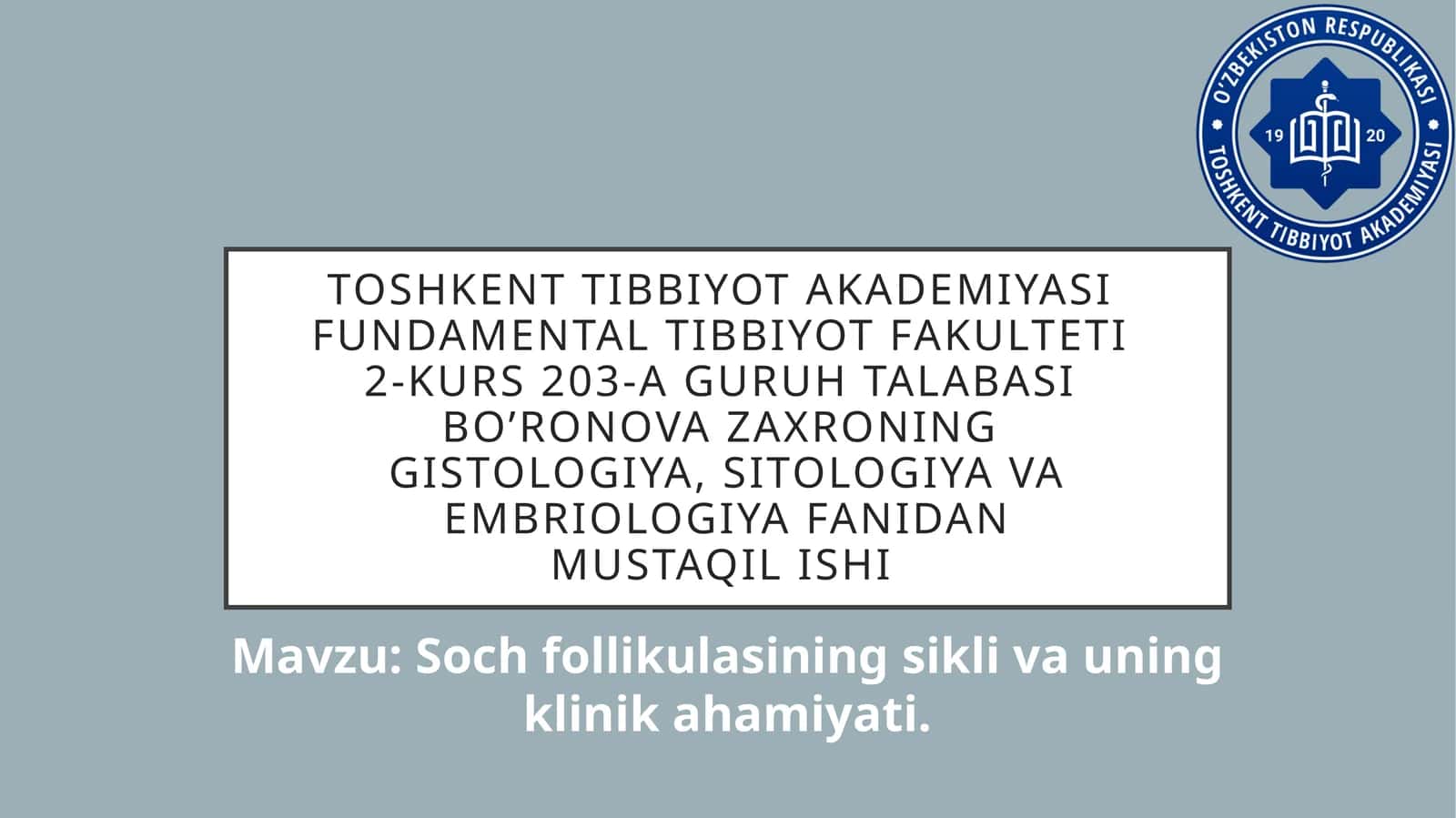 Soch follikulasining sikli va uning klinik ahamiyati 1