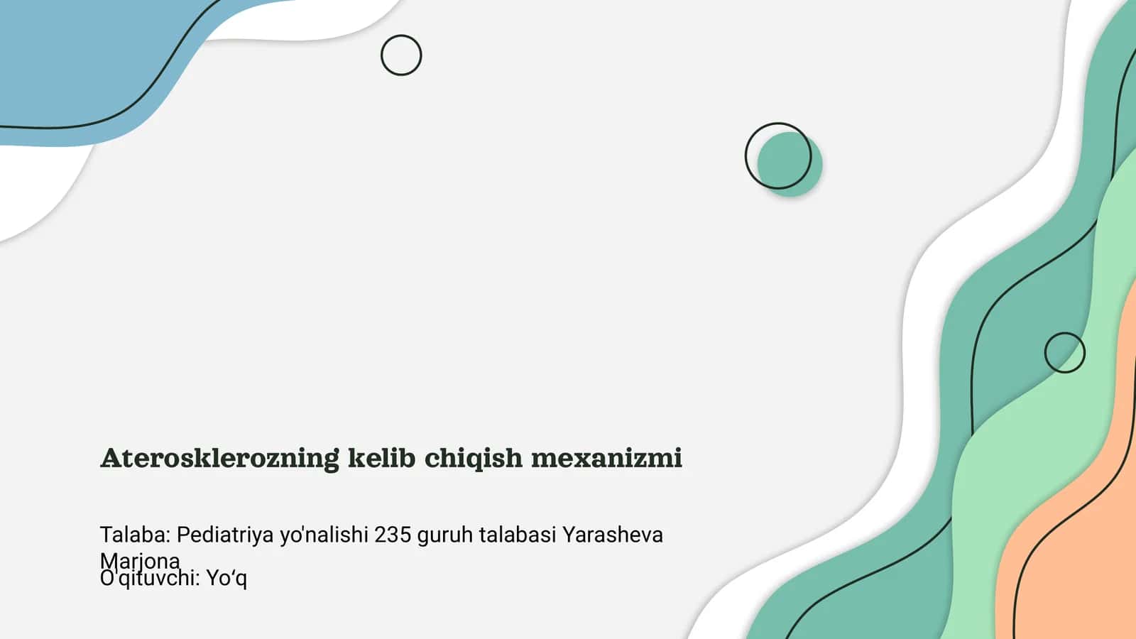Aterosklerozning kelib chiqish mexanizmi 1