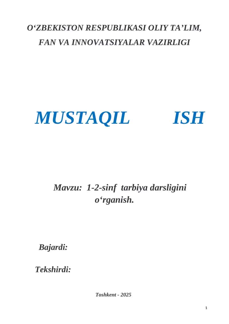 1-2-sinf tarbiya darsligini oʻrganish 1