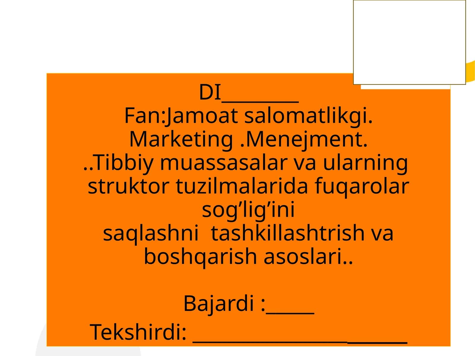 Jamoat salomatligi va sog'liqni saqlash tizimining mohiyati 1