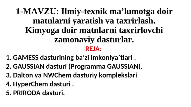 Ilmiy-texnik ma’lumotlar yaratish va taxrirlash 1