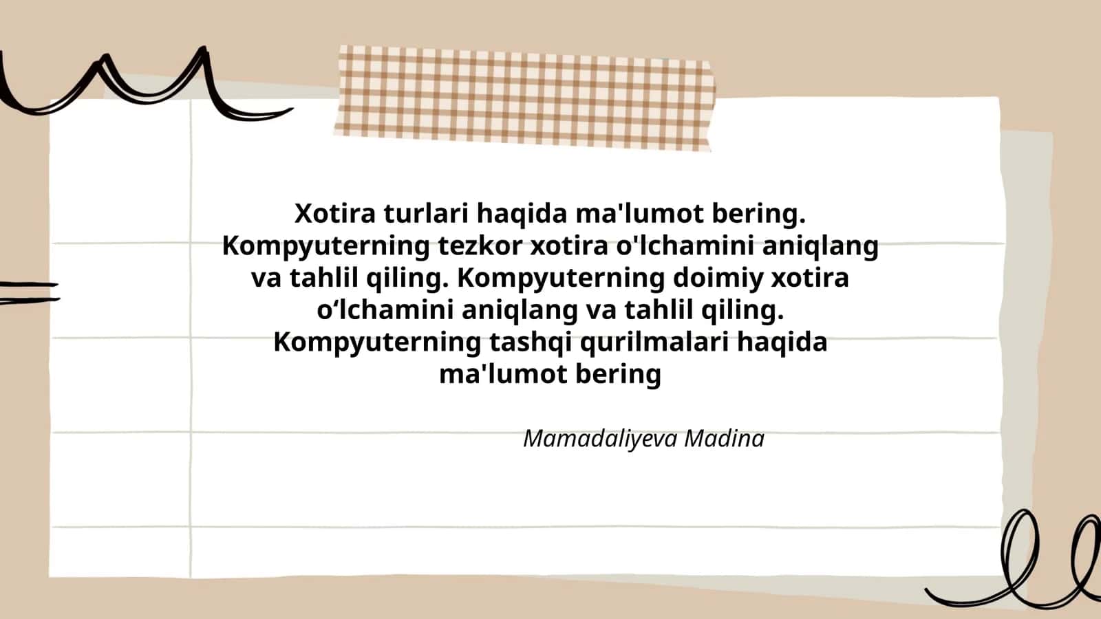 Xotira turlari haqida ma'lumot bering 1