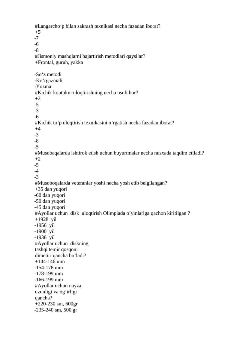 Ayollar uchun Disk Uloqtirish Olimpiadasi 1