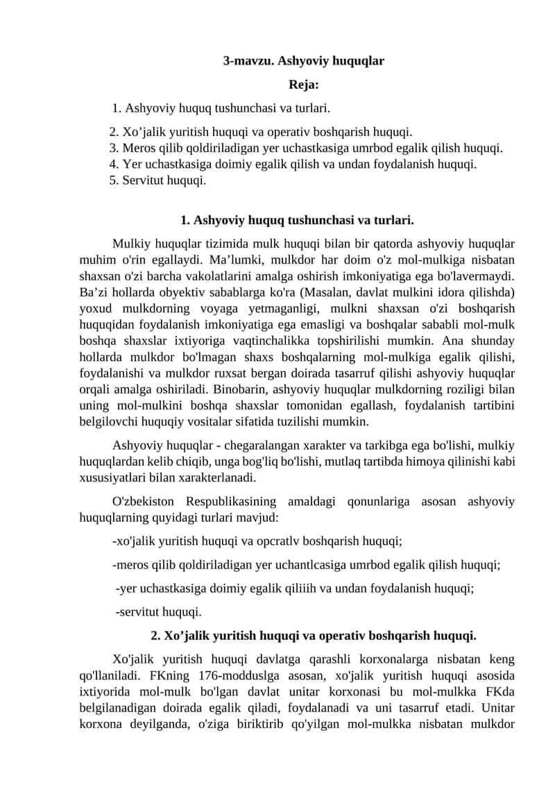 Ashyoviy huquqlar 1