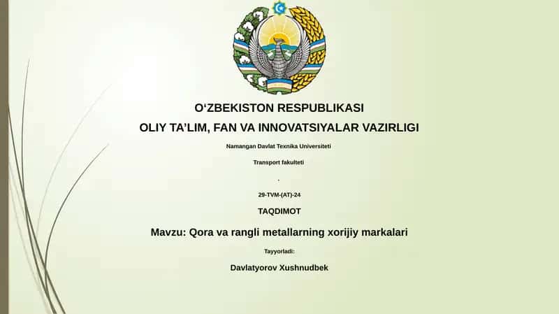 Qora va rangli metallarning xorijiy markalari 1