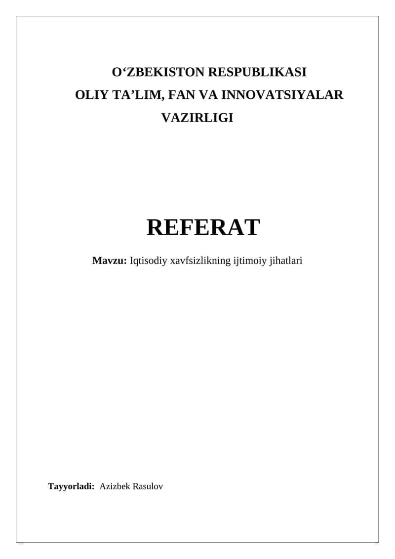 Iqtisodiy xavfsizlikning ijtimoiy jihatlari 1