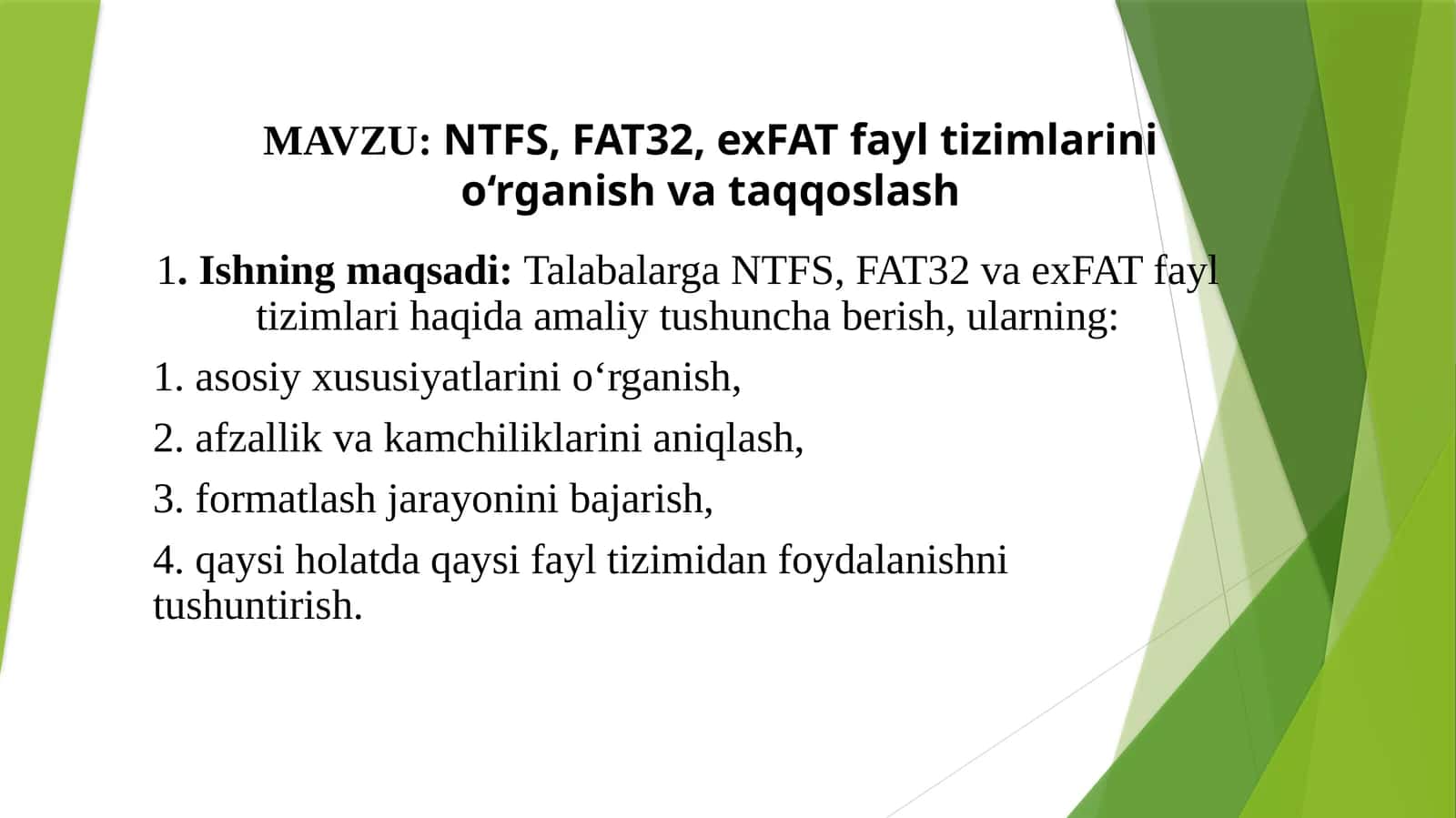 NTFS, FAT32, exFAT fayl tizimlari 1