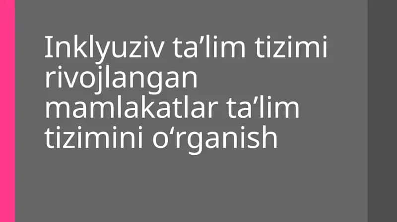 Inklyuziv taʼlim tizimi rivojlangan mamlakatlar taʼlim tizimini oʻrganish 1