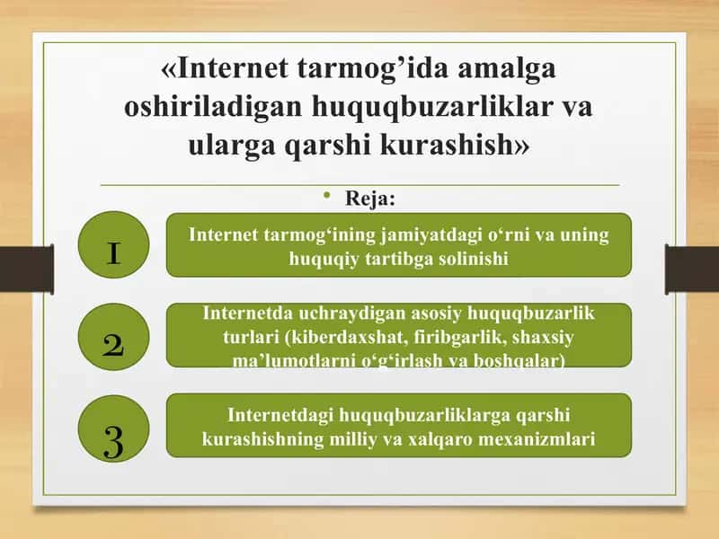 Internet tarmog’ida amalga oshiriladigan huquqbuzarliklar va ularga qarshi kurashish 1