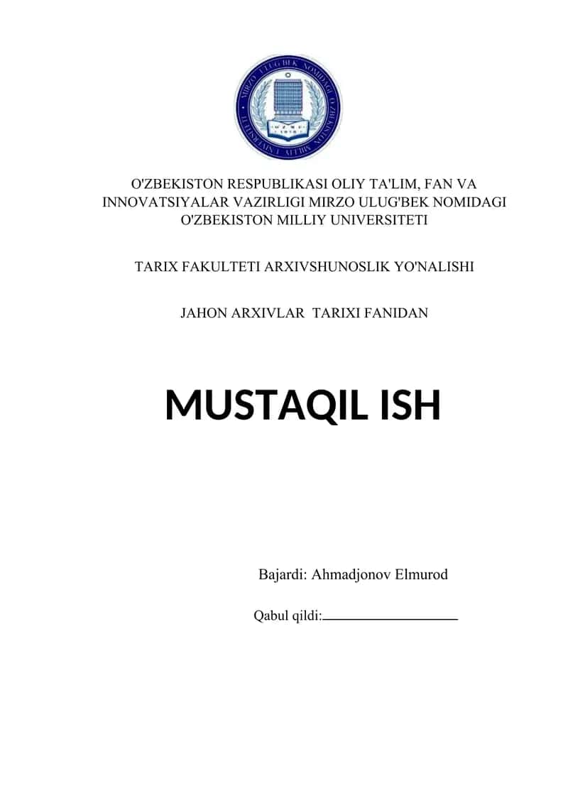JANUBI-G’ARBIY VA MARKAZIY OSIYO MAMLAKATLARI ARXIVLARI 1