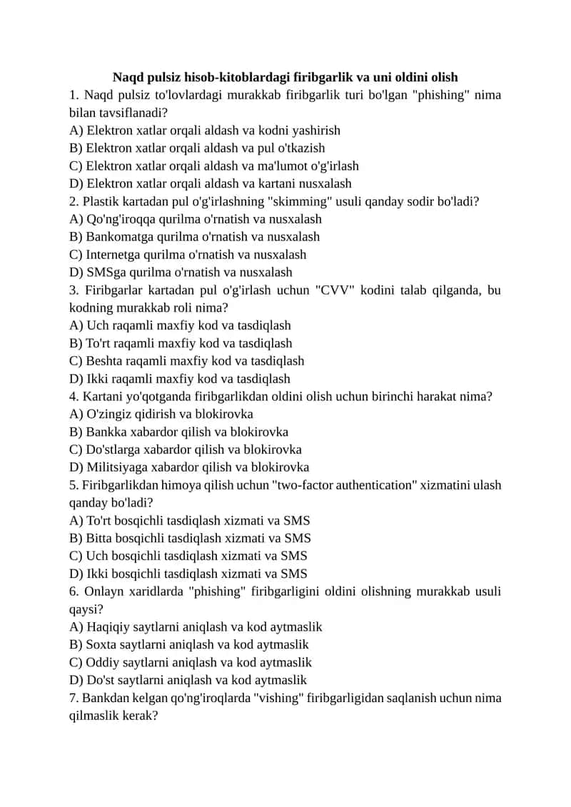 Naqd pulsiz hisob-kitoblarda firibgarlik 1