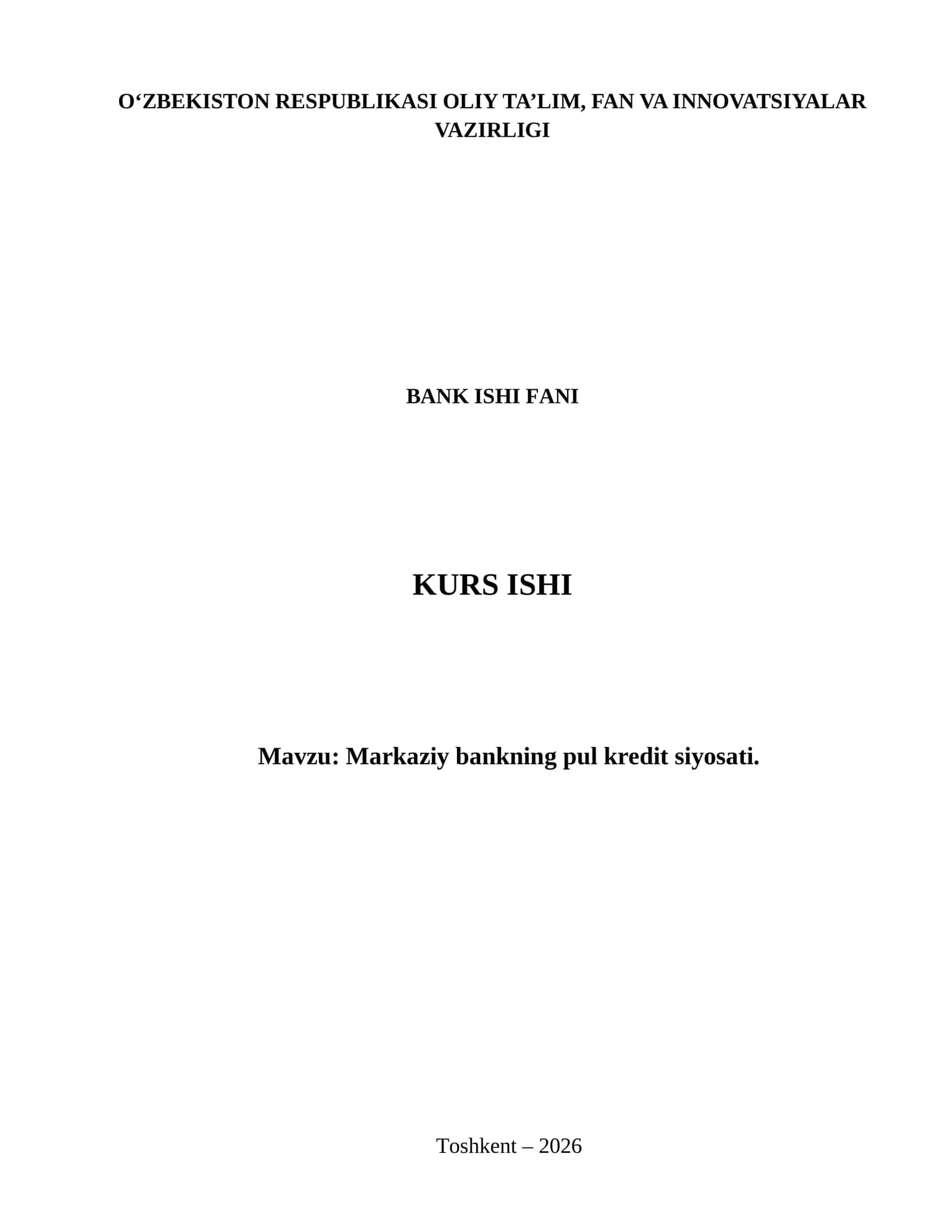 Markaziy bankning pul kredit siyosati 1