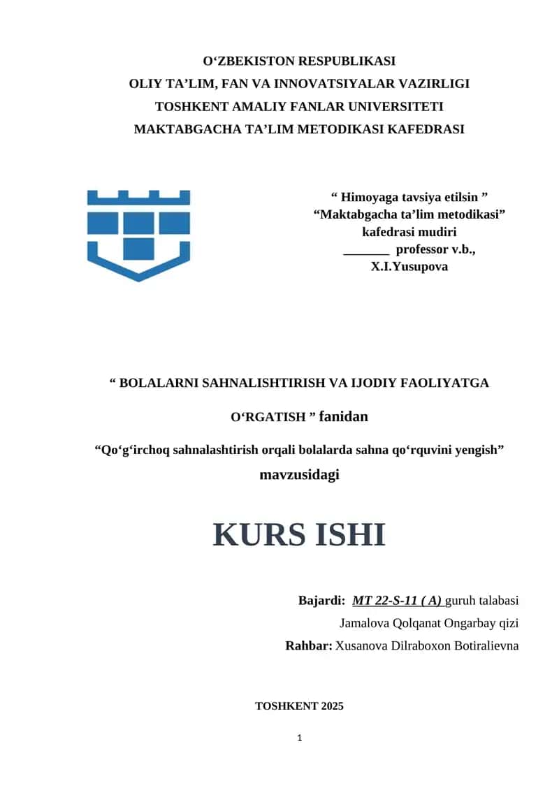 Qoʻgʻirchoq sahnalashtirish orqali bolalarda sahna qoʻrquvini yengish 1