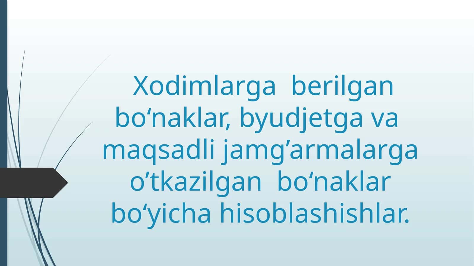 Хodimlarga berilgan bo‘naklar, byudjetga va maqsadli jamg’armalarga o’tkazilgan bo‘naklar bo‘yicha hisoblashishlar 1
