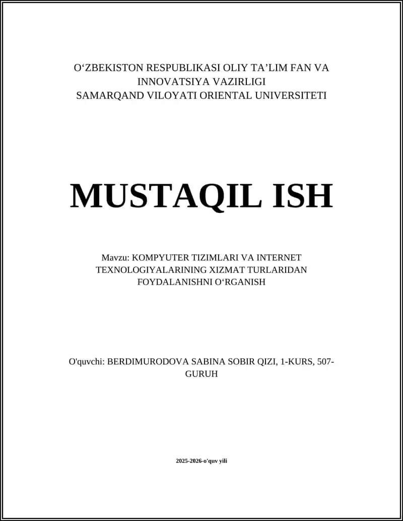 Operatsion tizimlar xizmati 1