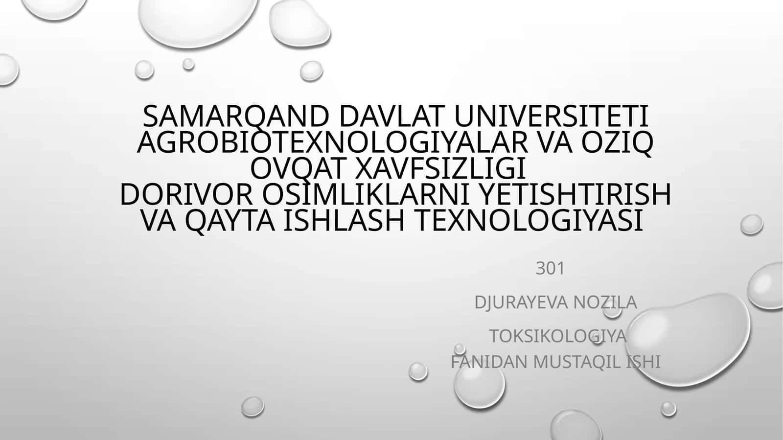 Dorivor osimliklarni yetishtirish va qayta ishlash texnologiyasi 1