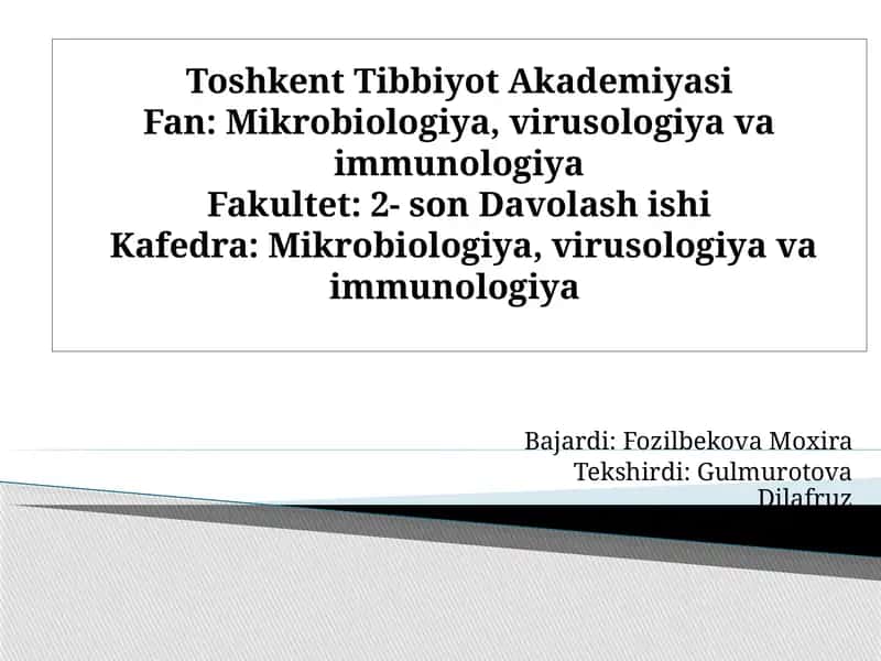 Shartli patogen dioriyaogen ichak gruppa bakteriyalari: Sitobakter, Klebsiella, Enterobakter 1
