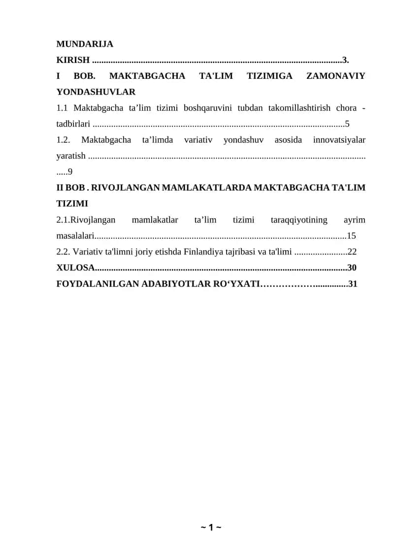 Maktabgacha Ta'lim Tizimi 1