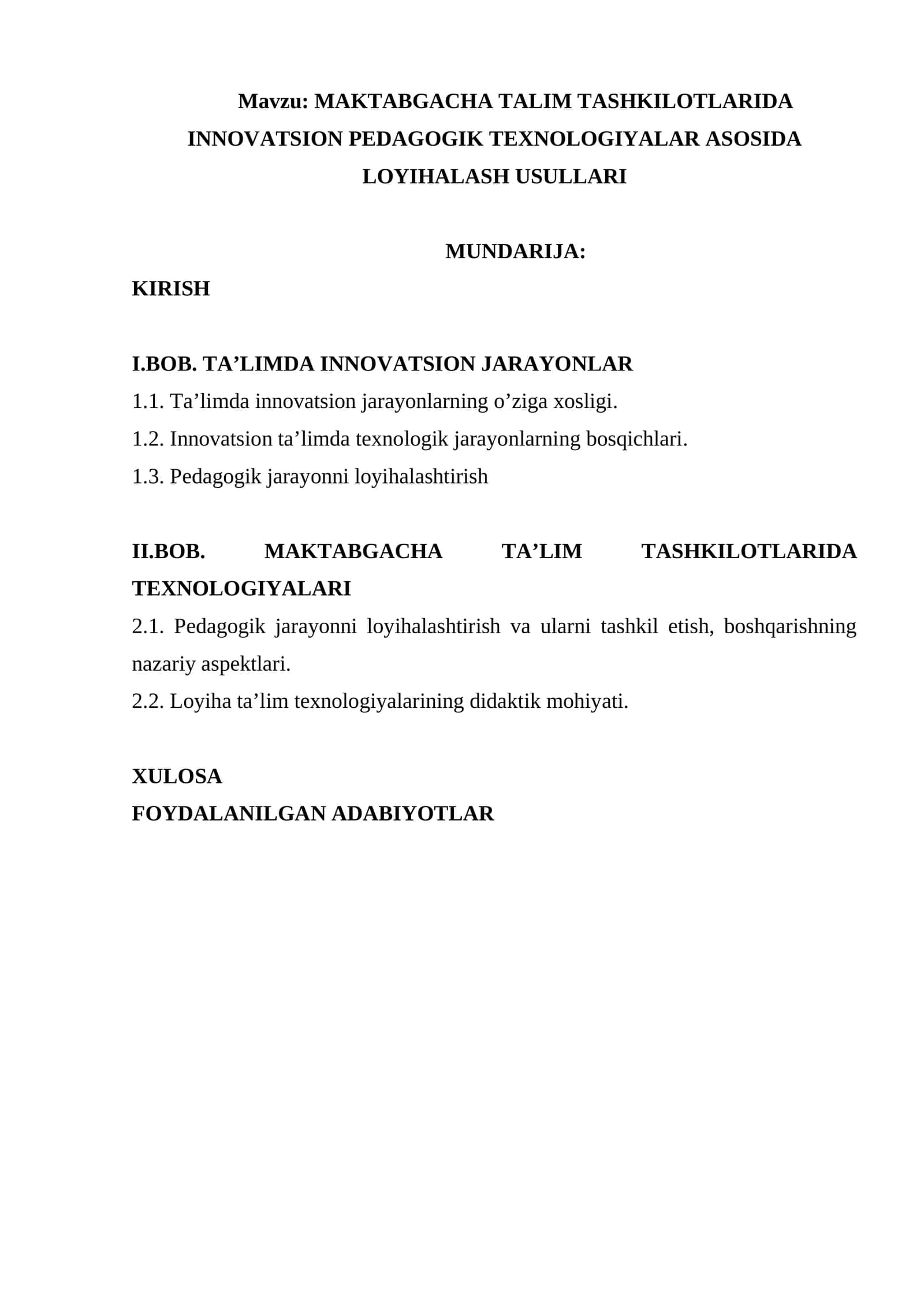 MAKTABGACHA TALIM TASHKILOTLARIDA INNOVATSION PEDAGOGIK TEXNOLOGIYALAR ASOSIDA LOYIHALASH USULLARI 1