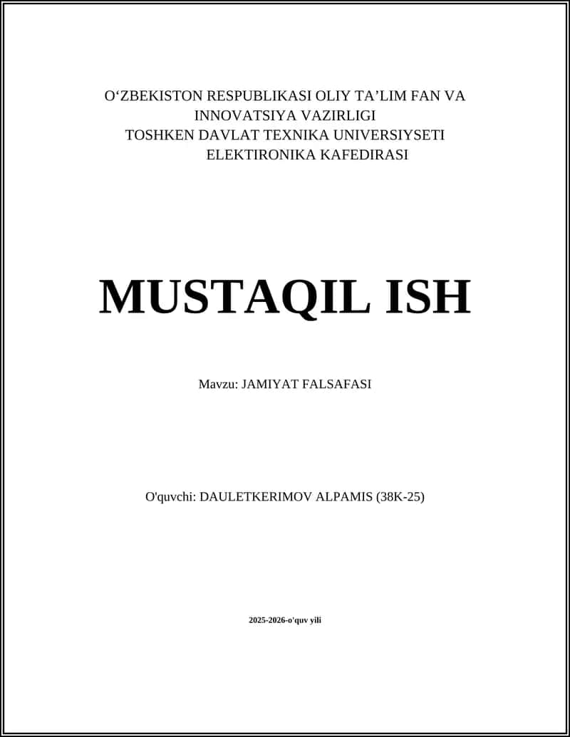 JAMIYAT FALSAFASI 1